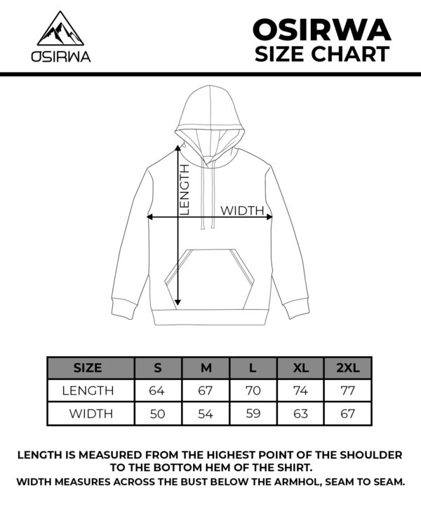 OSIRWA SIZE CHART Hoodie